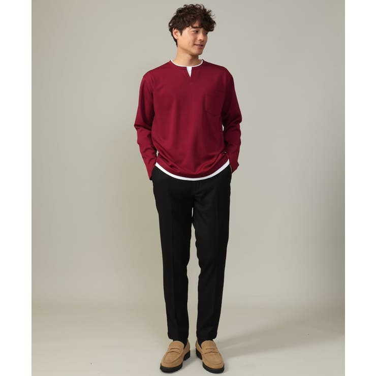 【きれいめで楽チン】キーネックフェイクレイヤードセミワイドカットソー | a.v.v【MEN】 | 詳細画像12 