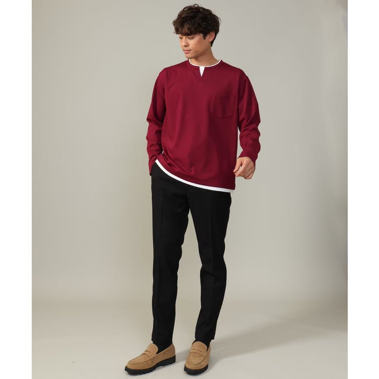 【きれいめで楽チン】キーネックフェイクレイヤードセミワイドカットソー | a.v.v【MEN】 | 詳細画像13 