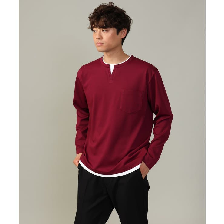 【きれいめで楽チン】キーネックフェイクレイヤードセミワイドカットソー | a.v.v【MEN】 | 詳細画像14 