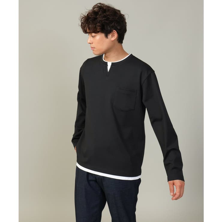 【きれいめで楽チン】キーネックフェイクレイヤードセミワイドカットソー | a.v.v【MEN】 | 詳細画像15 