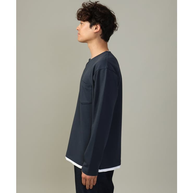 【きれいめで楽チン】キーネックフェイクレイヤードセミワイドカットソー | a.v.v【MEN】 | 詳細画像17 