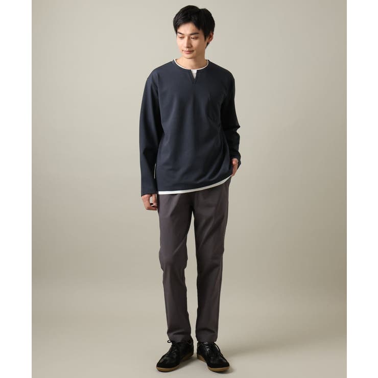 【きれいめで楽チン】キーネックフェイクレイヤードセミワイドカットソー | a.v.v【MEN】 | 詳細画像2 