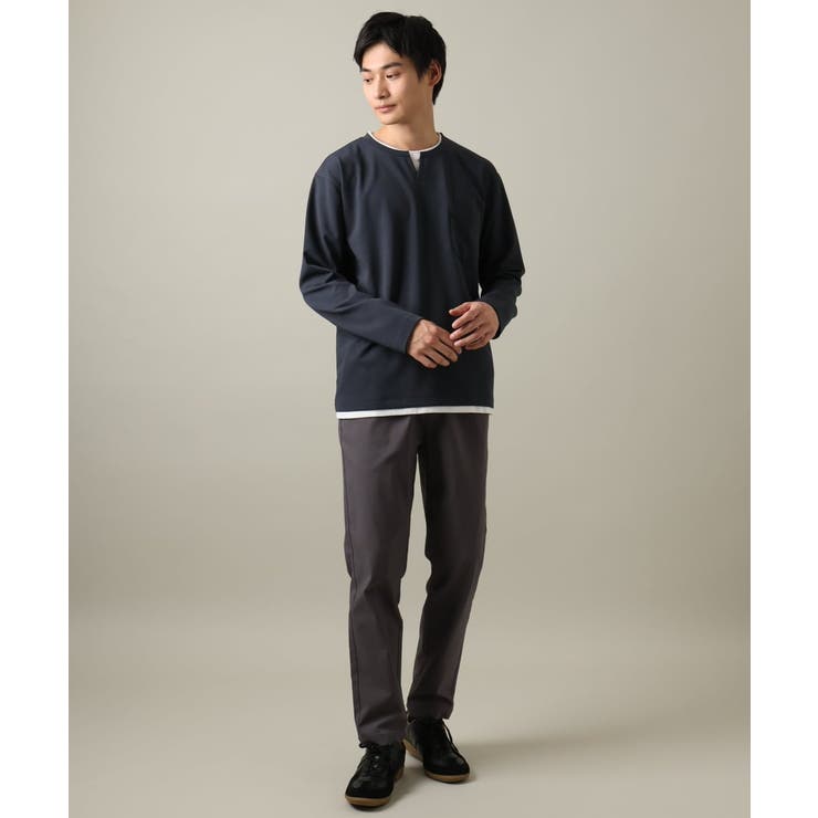 【きれいめで楽チン】キーネックフェイクレイヤードセミワイドカットソー | a.v.v【MEN】 | 詳細画像3 