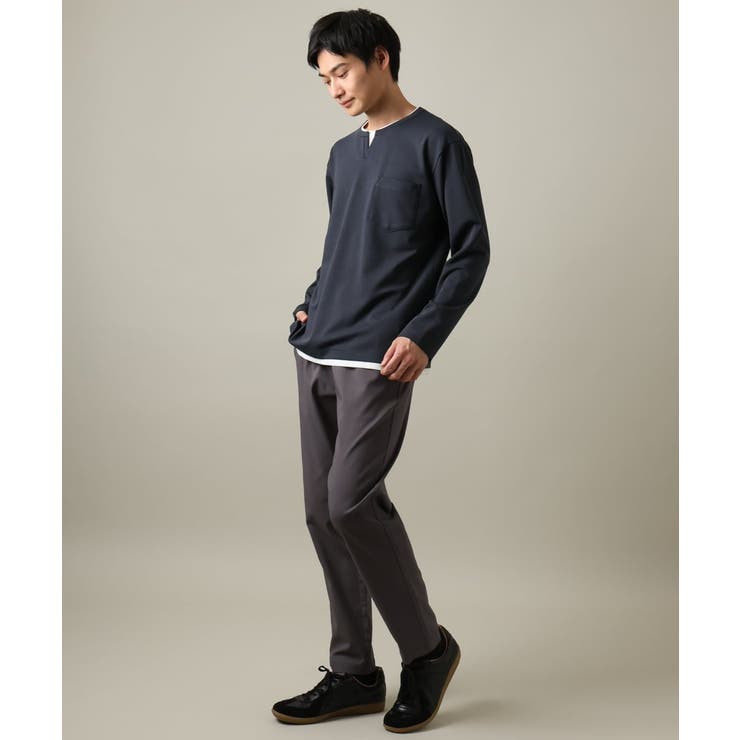 【きれいめで楽チン】キーネックフェイクレイヤードセミワイドカットソー | a.v.v【MEN】 | 詳細画像4 