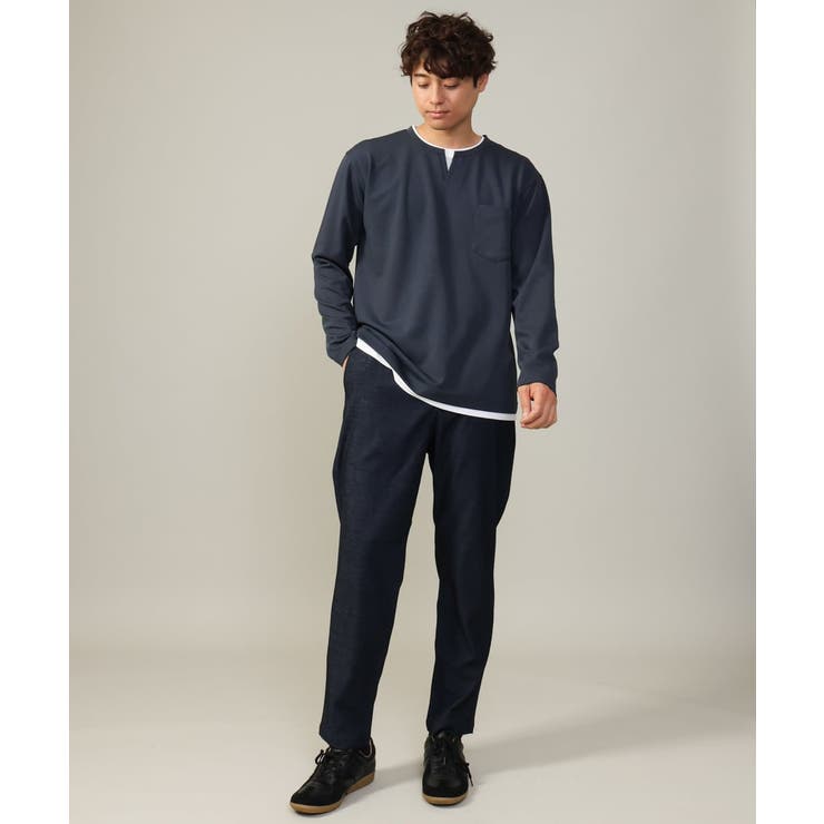 【きれいめで楽チン】キーネックフェイクレイヤードセミワイドカットソー | a.v.v【MEN】 | 詳細画像7 