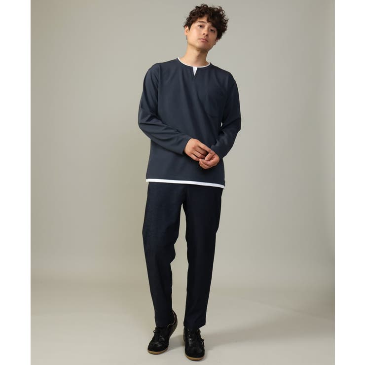 【きれいめで楽チン】キーネックフェイクレイヤードセミワイドカットソー | a.v.v【MEN】 | 詳細画像8 