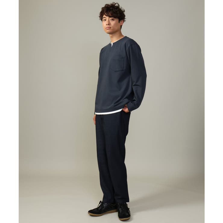 【きれいめで楽チン】キーネックフェイクレイヤードセミワイドカットソー | a.v.v【MEN】 | 詳細画像9 