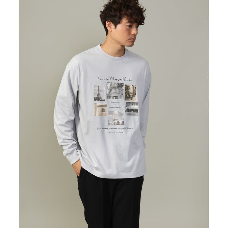 ライトグレー | 【大人気PARISモチーフ】フォトプリントワイドシルエットロングTシャツ | a.v.v【MEN】