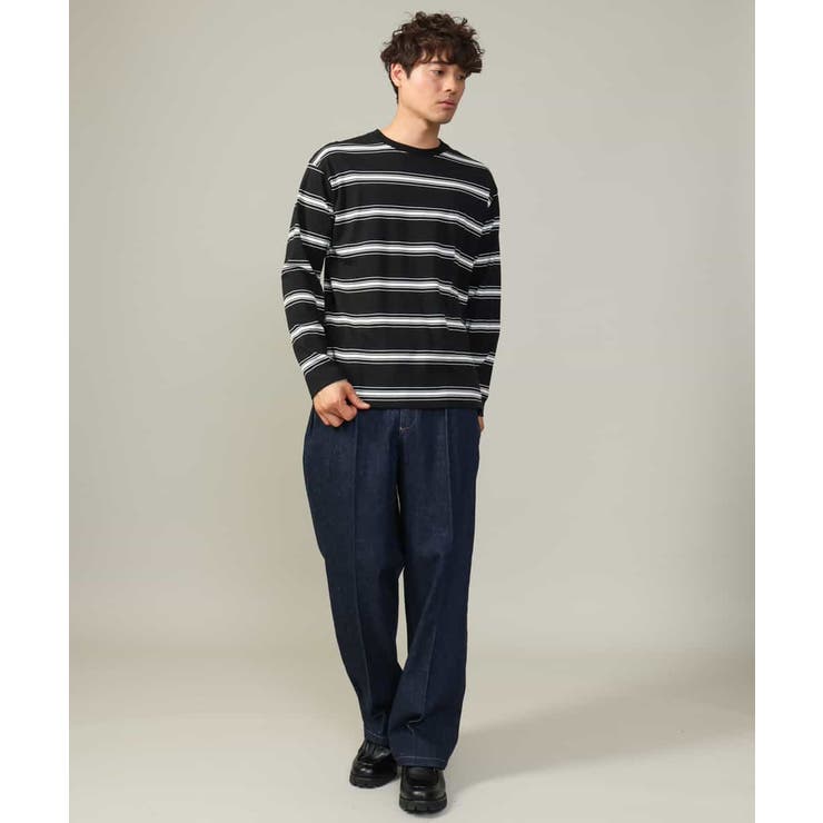 【着映えロンT】ランダムボーダーセミワイドシルエットロングTシャツ | a.v.v【MEN】 | 詳細画像3 