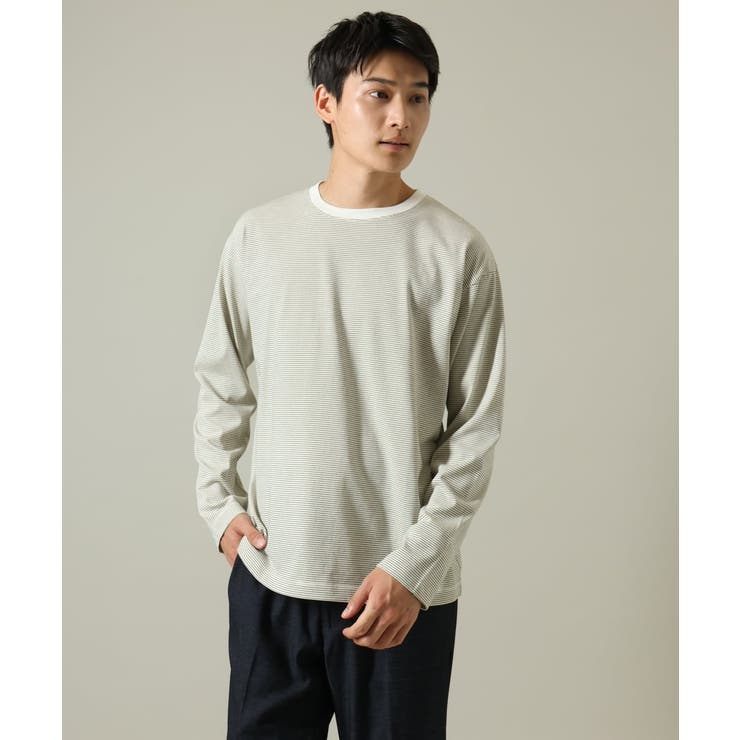 【万能インナー】細ボーダーセミワイドシルエットロングTシャツ | a.v.v【MEN】 | 詳細画像20 