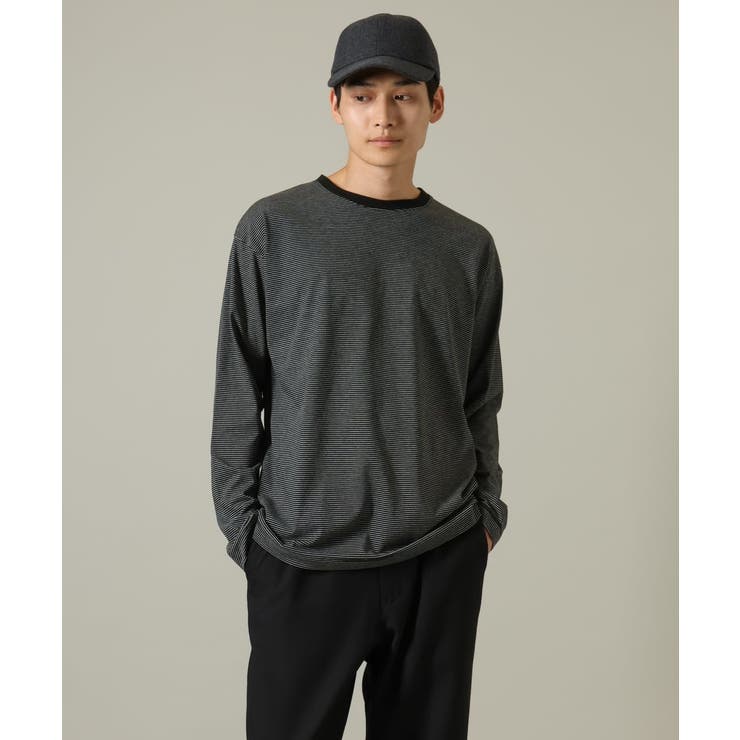 【万能インナー】細ボーダーセミワイドシルエットロングTシャツ | a.v.v【MEN】 | 詳細画像23 