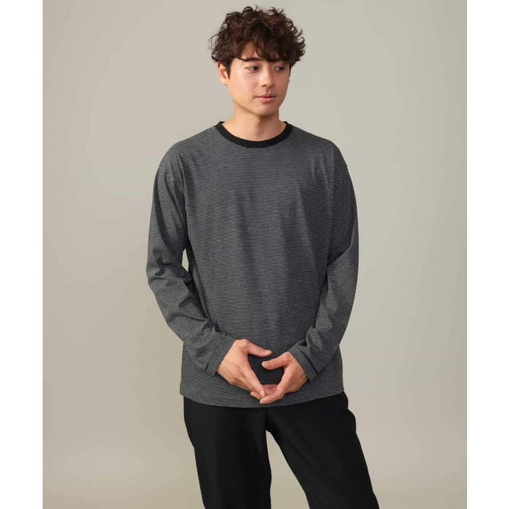 【万能インナー】細ボーダーセミワイドシルエットロングTシャツ | a.v.v【MEN】 | 詳細画像29 