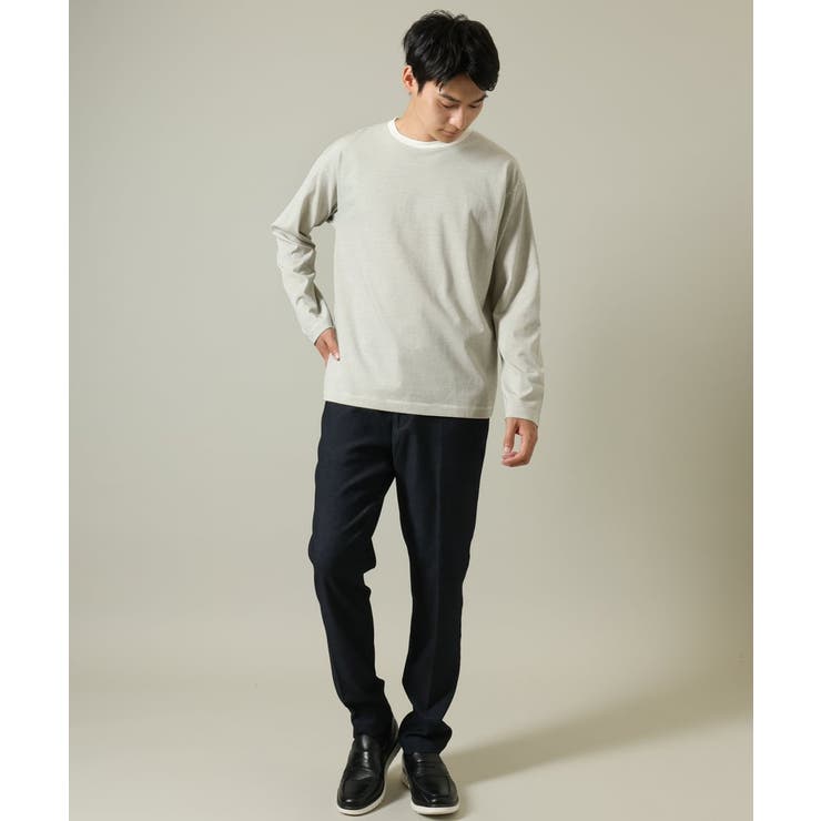 【万能インナー】細ボーダーセミワイドシルエットロングTシャツ | a.v.v【MEN】 | 詳細画像5 