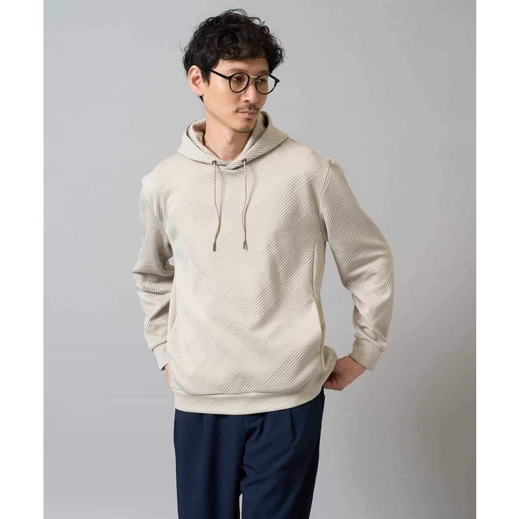 グレージュ | 幾何ジャカードプルオーバーパーカー | a.v.v【MEN】