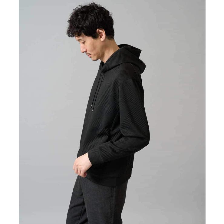 ブラック | 幾何ジャカードプルオーバーパーカー | a.v.v【MEN】