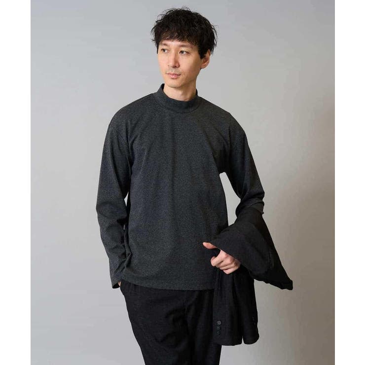 チャコールグレー | ポンチモックネックカットソー | a.v.v【MEN】