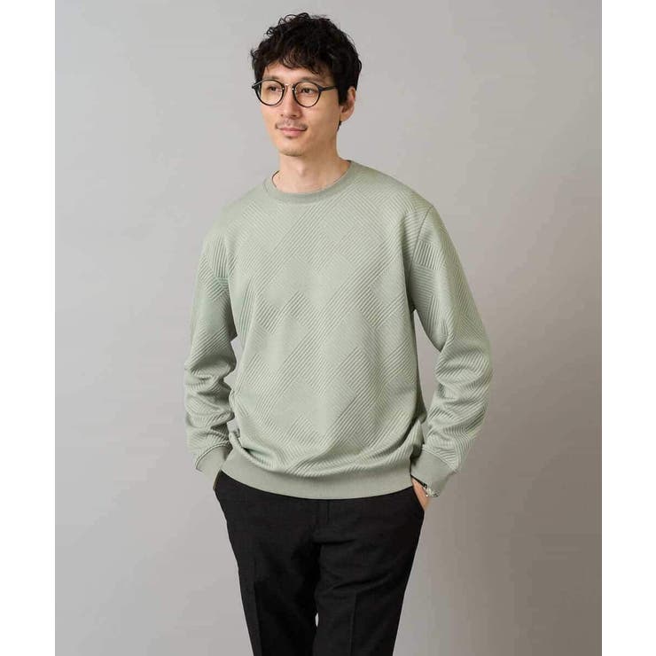 グリーン | 幾何ジャカードセミワイドシルエットプルオーバー | a.v.v【MEN】