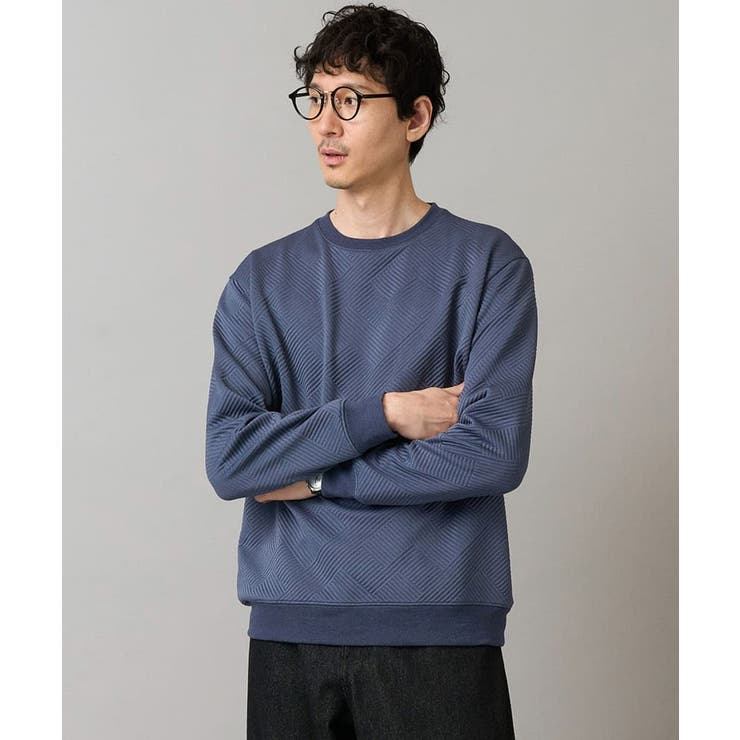 ブルー | 幾何ジャカードセミワイドシルエットプルオーバー | a.v.v【MEN】