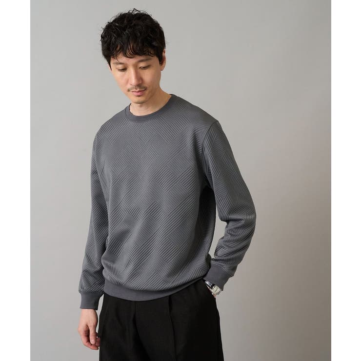 ダークグレー | 幾何ジャカードセミワイドシルエットプルオーバー | a.v.v【MEN】