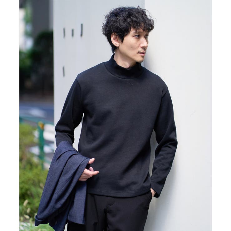 ブラック | アゼダブルフェイスハイネックカットソー | a.v.v【MEN】