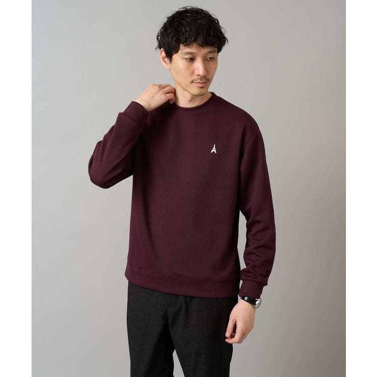 ボルドー | アゼダブルフェイスワンポイント刺繍プルオーバー | a.v.v【MEN】
