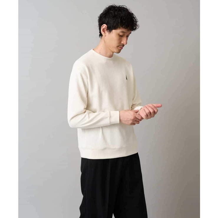 アイボリー | アゼダブルフェイスワンポイント刺繍プルオーバー | a.v.v【MEN】