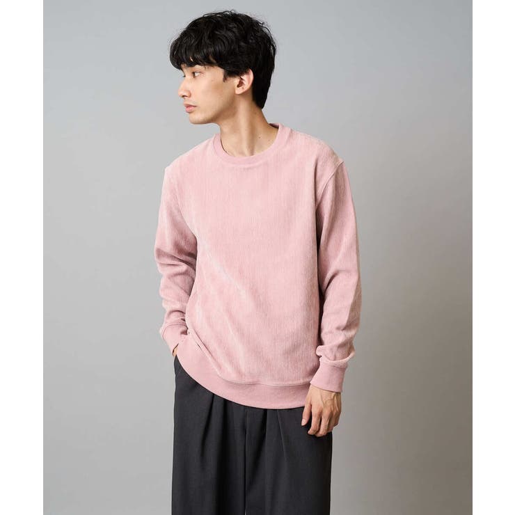ピンク | ヘリンボーン起毛セミワイドシルエットプルオーバー | a.v.v【MEN】