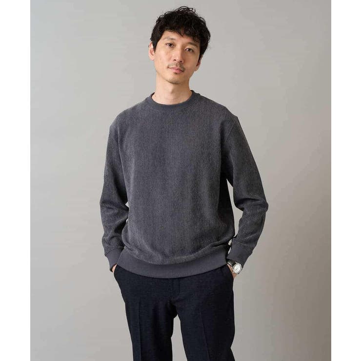 ダークグレー | ヘリンボーン起毛セミワイドシルエットプルオーバー | a.v.v【MEN】