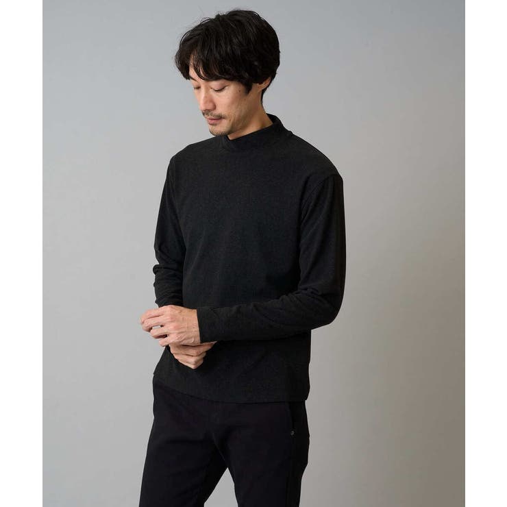 ブラック | カチオンストレッチモックネックスＴシャツ〈ON/OFF SERIES〉 | a.v.v【MEN】