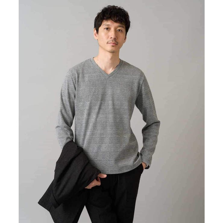グレンチェックジャカードVネックTシャツ 通勤 ビジネス | a.v.v【MEN】 | 詳細画像13
