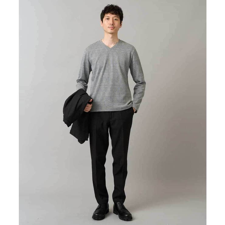 グレンチェックジャカードVネックTシャツ 通勤 ビジネス | a.v.v【MEN】 | 詳細画像2