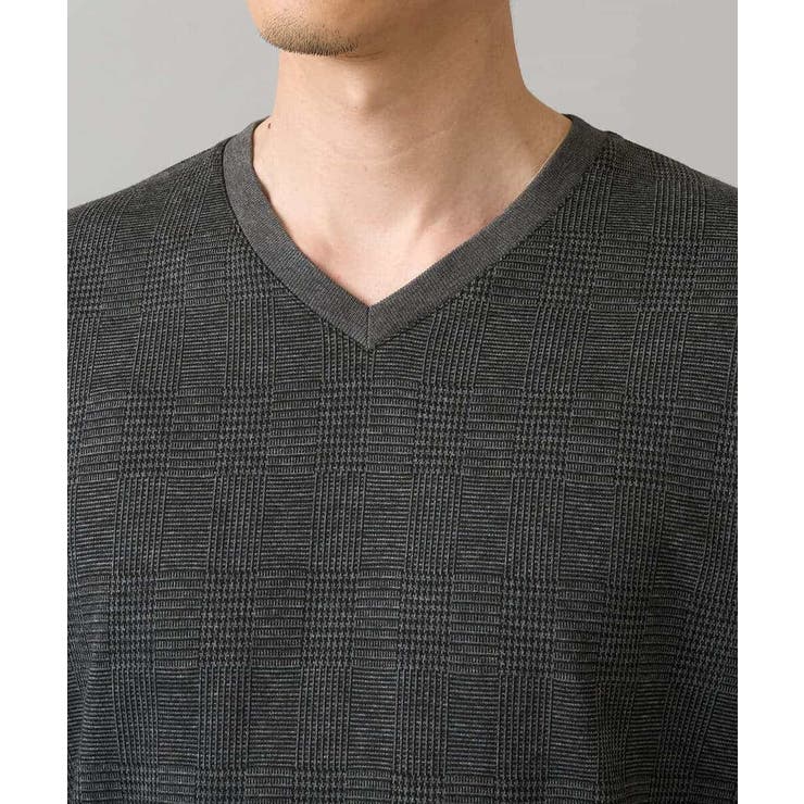 グレンチェックジャカードＶネックＴシャツ 通勤 ビジネス | a.v.v【MEN】 | 詳細画像32 