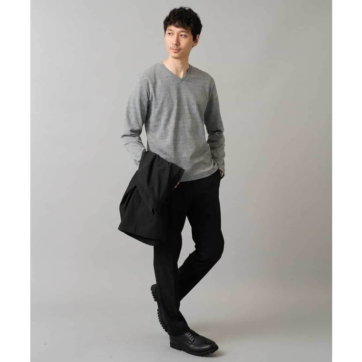 グレンチェックジャカードVネックTシャツ 通勤 ビジネス | a.v.v【MEN】 | 詳細画像4