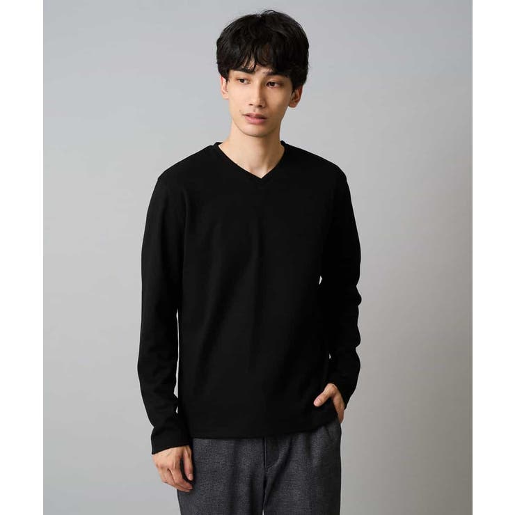 ブラック | アゼダブルフェイスVネックTシャツ 通勤 ビジネス | a.v.v【MEN】