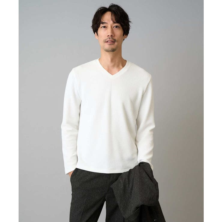 千鳥ジャカードVネックTシャツ 通勤 ビジネス | a.v.v【MEN】 | 詳細画像9 