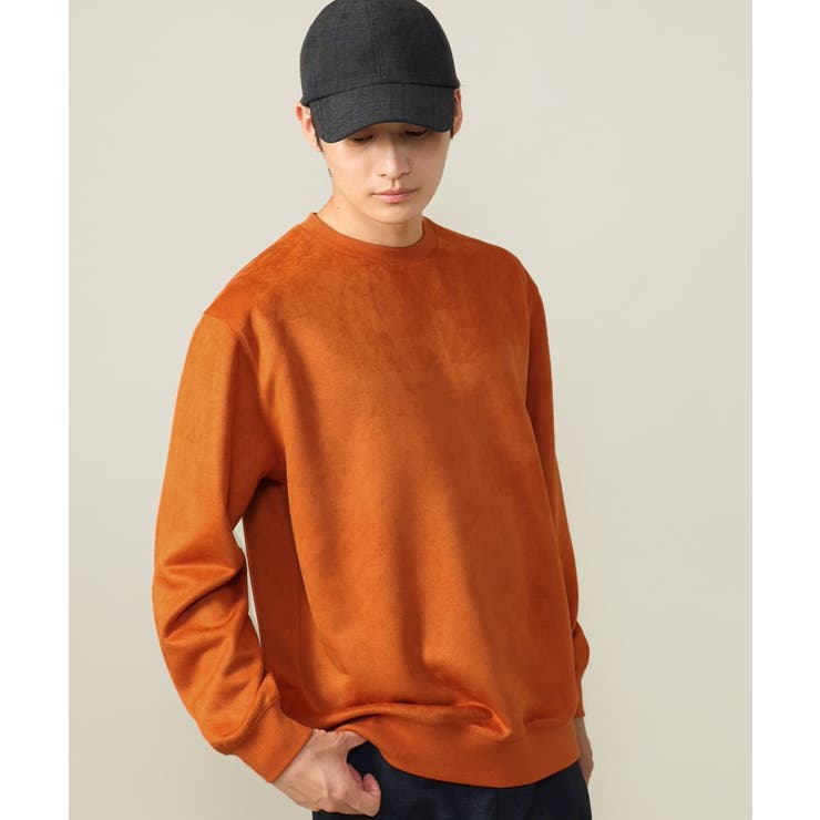 オレンジ | 【春まで使える】フェイクスエードセミワイドシルエットプルオーバー(無地） | a.v.v【MEN】