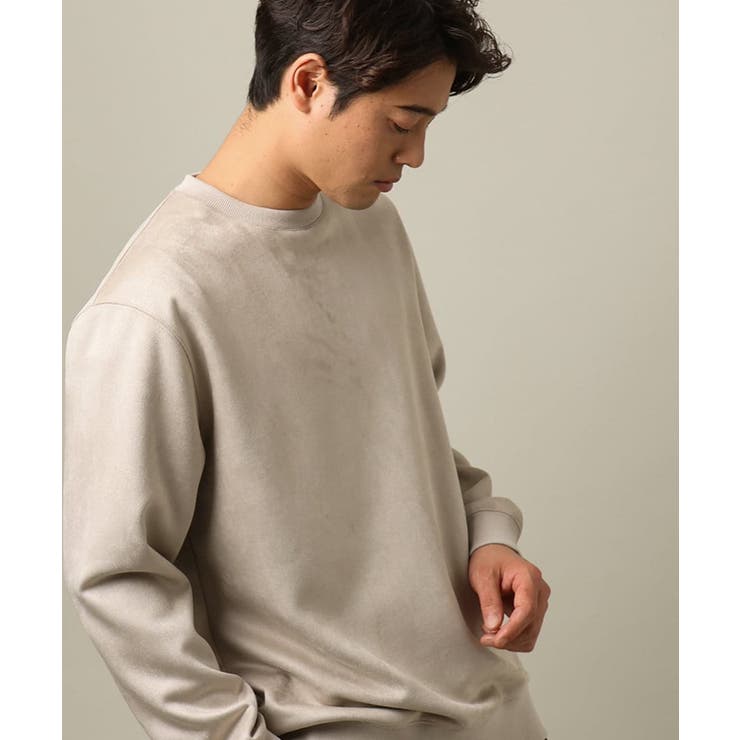ベージュ | 【春まで使える】フェイクスエードセミワイドシルエットプルオーバー(無地） | a.v.v【MEN】