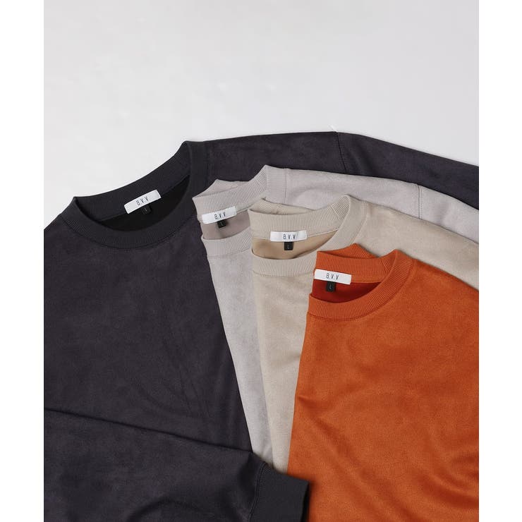 ダークグレー | 【春まで使える】フェイクスエードセミワイドシルエットプルオーバー(無地） | a.v.v【MEN】