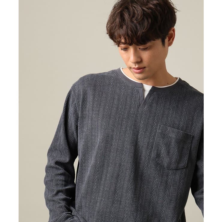 【楽してサマ見え】ケーブル柄フェイクレイヤードカットソー | a.v.v【MEN】 | 詳細画像1 