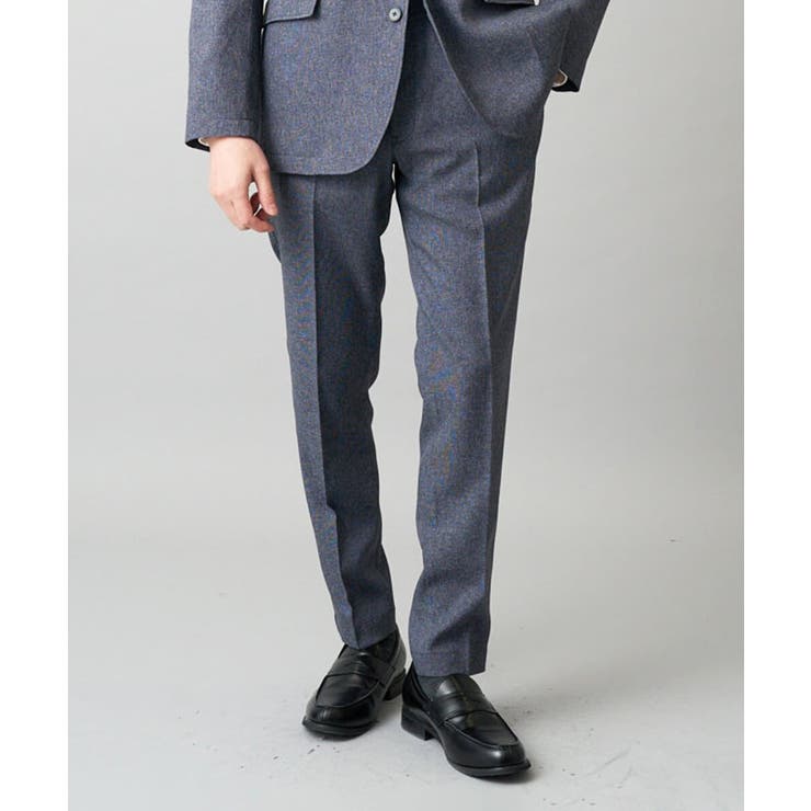 ネイビー | 【イージーケア/洗濯機で洗える/ストレッチ】メランジスマートスラックス | a.v.v【MEN】