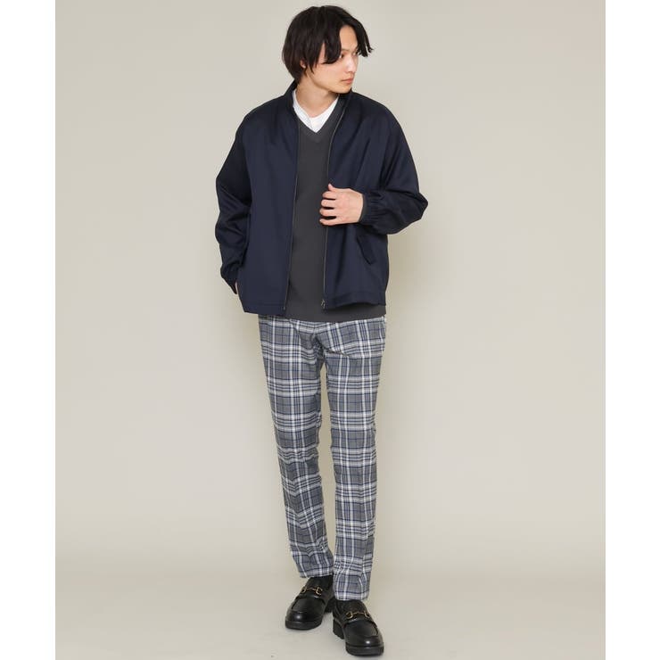 軽撥水/ストレッチ】チェック柄スマートスラックス[品番