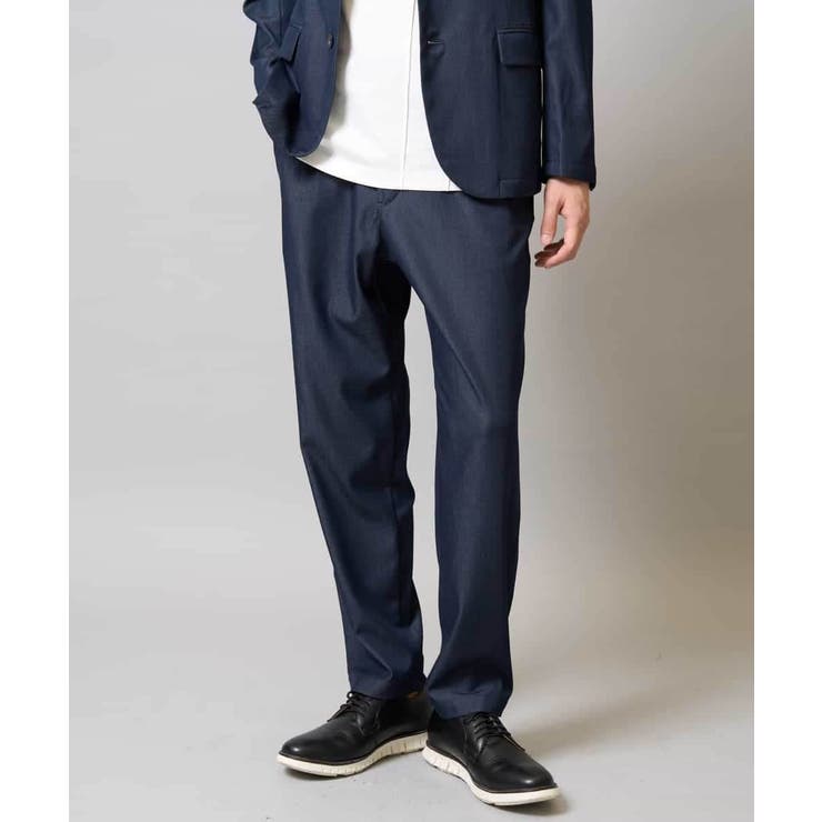 ネイビー | スマートシャンブレー フルレングス テーパードパンツ | a.v.v【MEN】