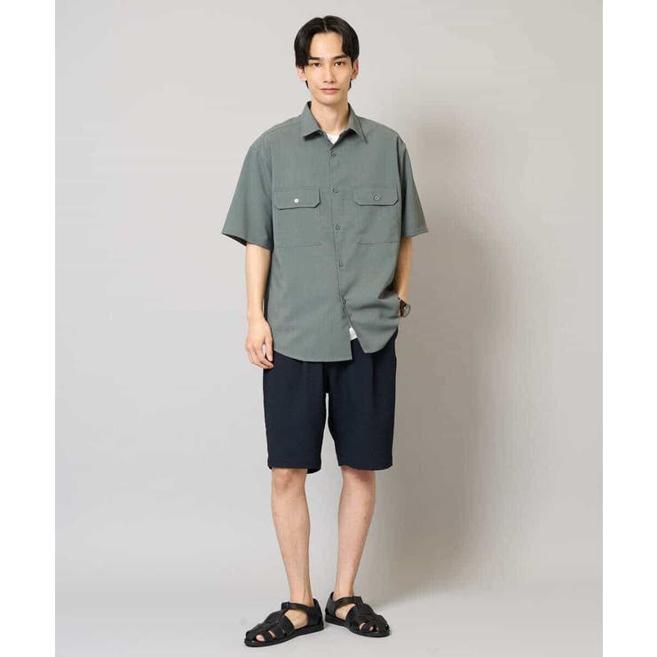 【イージーケア/吸水速乾/毛玉になりにくい】シアサッカーワンタックハーフパンツ | a.v.v【MEN】 | 詳細画像2 