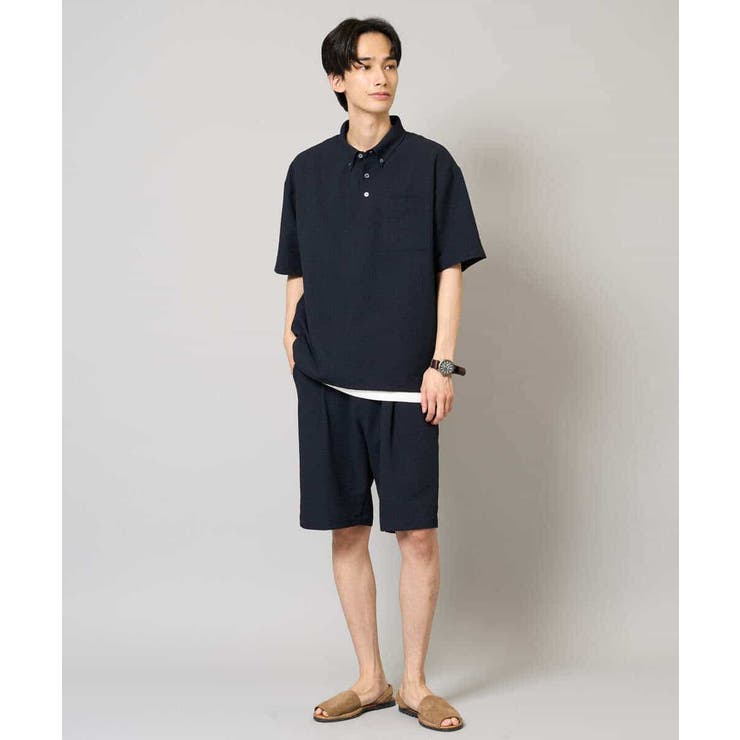 【イージーケア/吸水速乾/毛玉になりにくい】シアサッカーワンタックハーフパンツ | a.v.v【MEN】 | 詳細画像7 