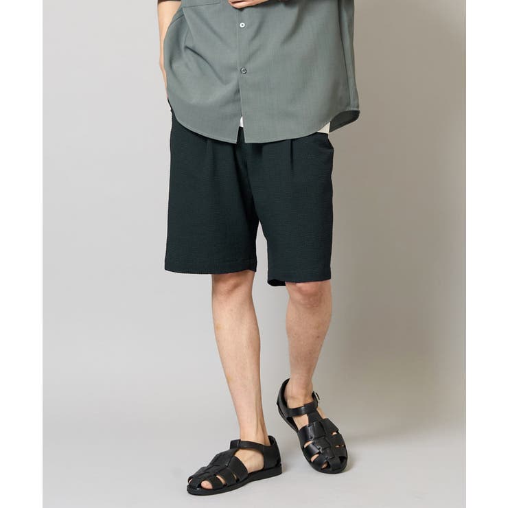 ダークグレー | 【イージーケア/吸水速乾/毛玉になりにくい】シアサッカーワンタックハーフパンツ | a.v.v【MEN】