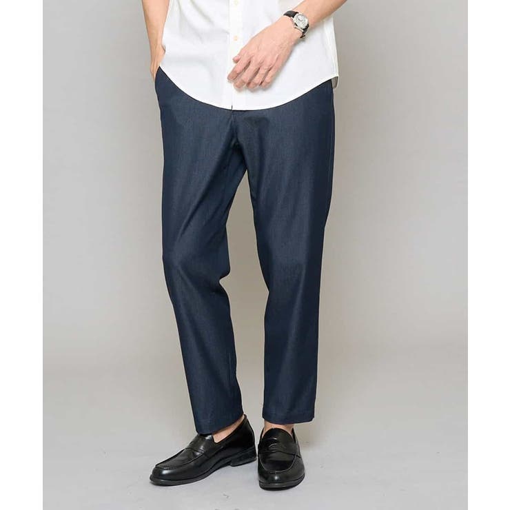 ネイビー | 【イージーケア/接触冷感】デニムライクストレッチアンクルセミルーズパンツ | a.v.v【MEN】