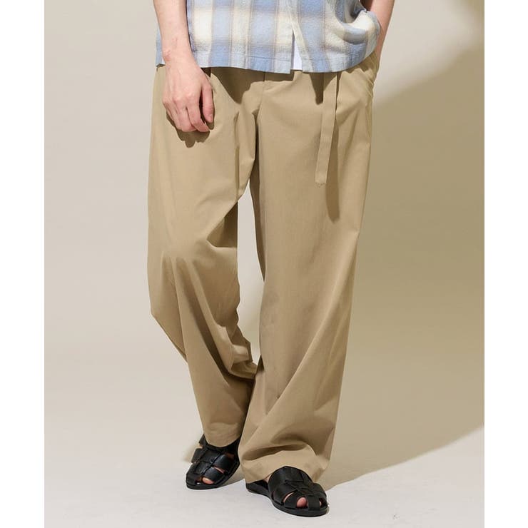 大人の控えめワイドパンツ【接触冷感 ストレッチ】ベルトツキワイドテーパードチノパ… | a.v.v【MEN】 | 詳細画像2 