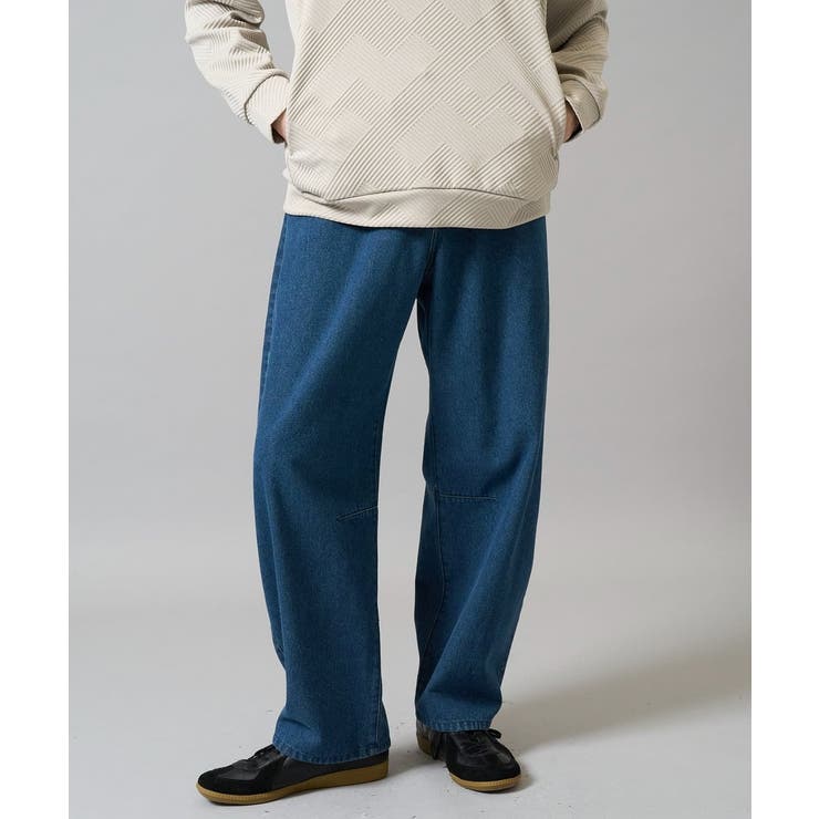 ネイビー | 【洗濯機で洗える】デニムバレルレッグイージーパンツ | a.v.v【MEN】