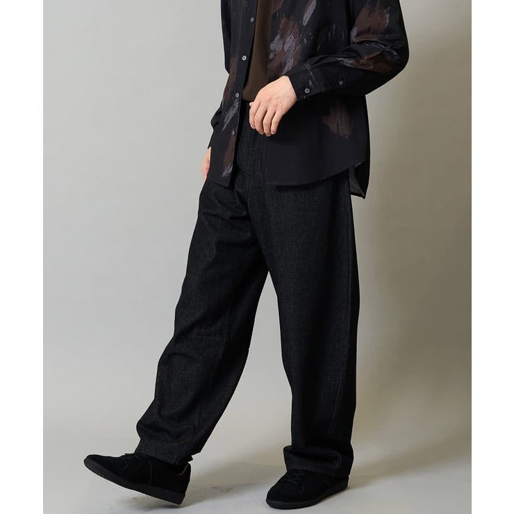 ブラック | 【洗濯機で洗える】デニムバレルレッグイージーパンツ | a.v.v【MEN】