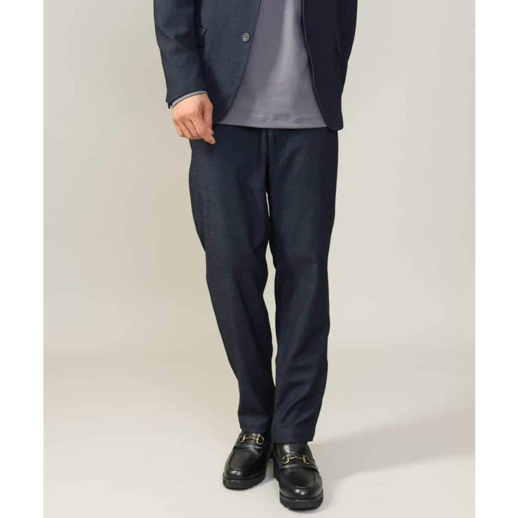ネイビー | 【ストレッチ】スマートシャンブレーテーパードパンツ | a.v.v【MEN】